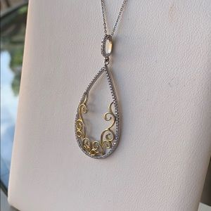 Large Two-Tone Sterling Silver Filigree Pendant